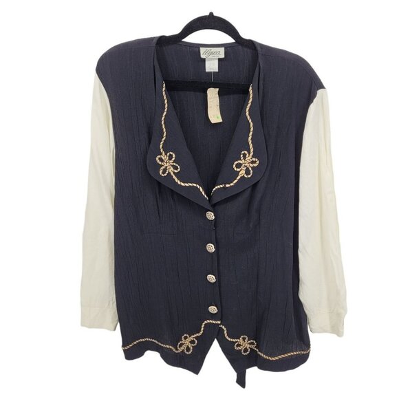 Ilyza New York Womens size 16 Black white button up NWT Deadstock - Picture 1 of 12